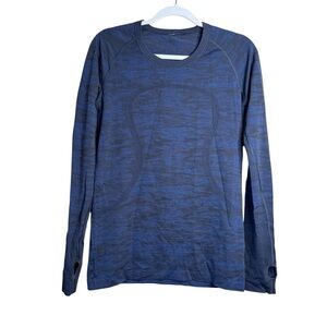 Rare Lululemon Swiftly Tech Long sleeve Crew in Saphire Blue/ Black 10